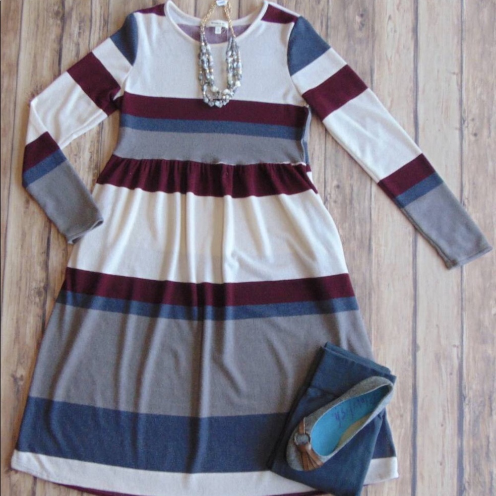 Striped Knit Midi Dress